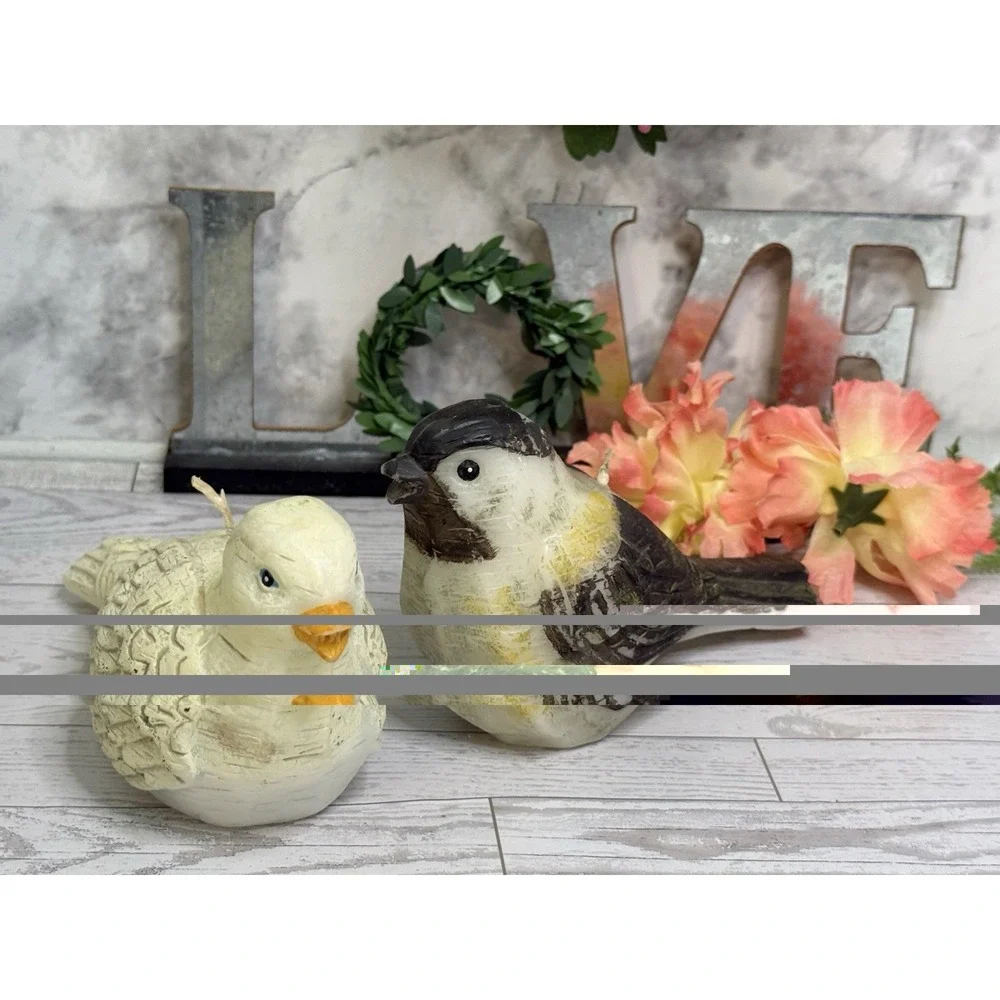 Wax Candles Chickadee And Dove Birds Winter Woodland Series By Russ Berrie NWT